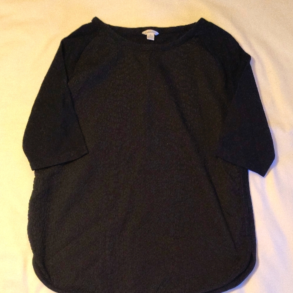 Calvin Klein Textured Black Top Cotton EUC Medium Casual Business